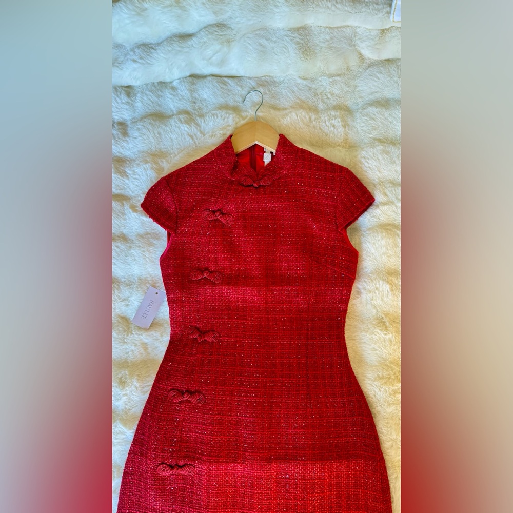 SAU LEE NATASHA TWEED MINI DRESS IN RED, brand new, never worn, no flaws. - Picture 11 of 16
